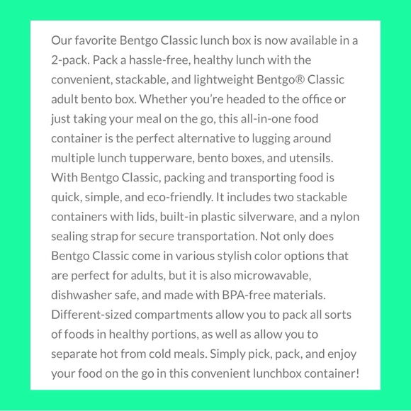BENTGO Classic All-In-One Stackable Lunch Box ~ Brand New In Package! - Picture 13 of 16